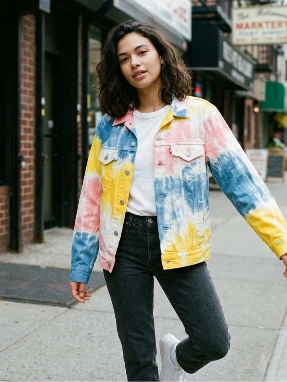 Levi's Vintage Fit Pastel Tie Dye Jean Jacket Pink Yellow Blue Multi Size S